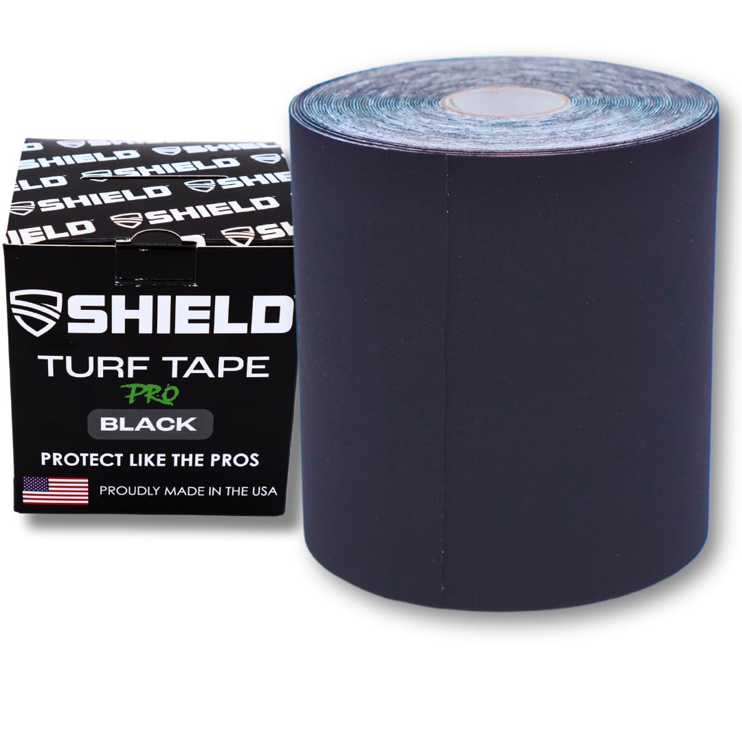 SHIELD Turf Tape Pro Black and White Bundle | Made in USA, 4 Way Stretch, Medical Grade, Waterproof, Football Tape 4 in x 30 ft