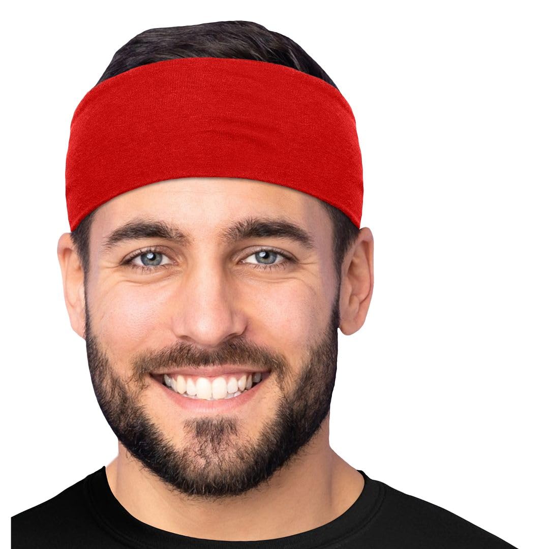 Men's Cotton Headbands Sweatbands 3" Wide Sports Fitness Yoga Fashion Made in USA