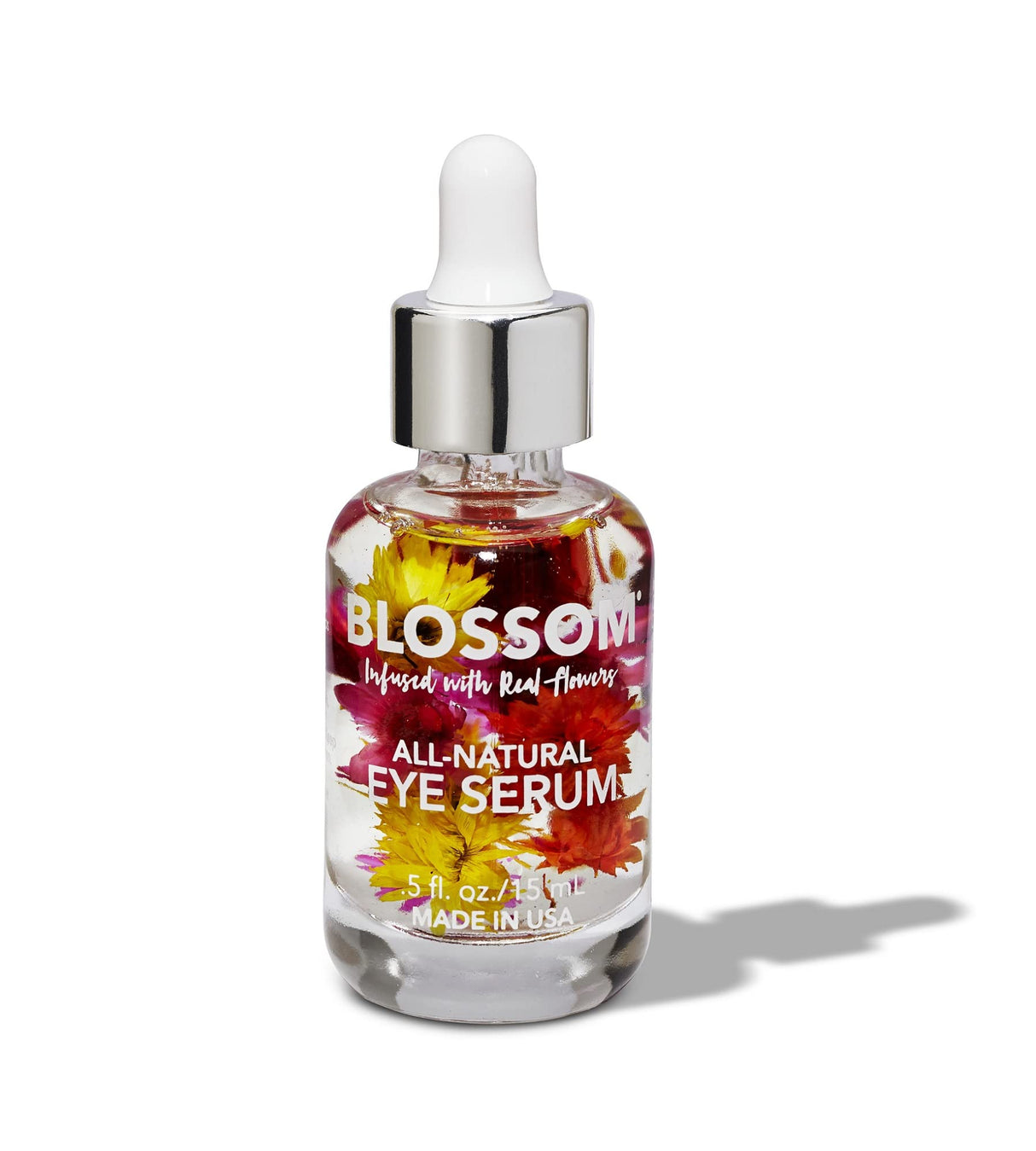 Blossom All Natural Eye Serum with Essential Oils, Organic Cruelty Free Moisturizing, Infused with Real Flowers, Made in USA, 0.5 fl. oz., Spring Bouquet