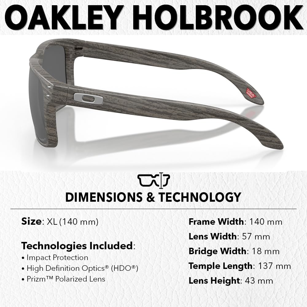 Oakley OO9102 HOLBROOK Square Sunglasses for Men - High Bridge Fit - USA Flag Cleaning Kit and Leash - PREMIUM BUNDLE