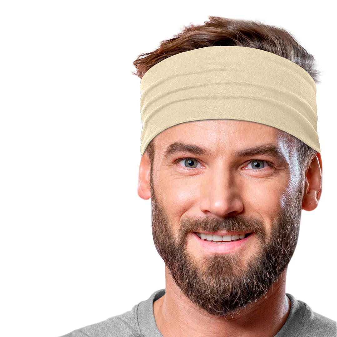 Men's Cotton Headbands Sweatbands 5" Wide Sports Fitness Yoga Fashion Made in USA