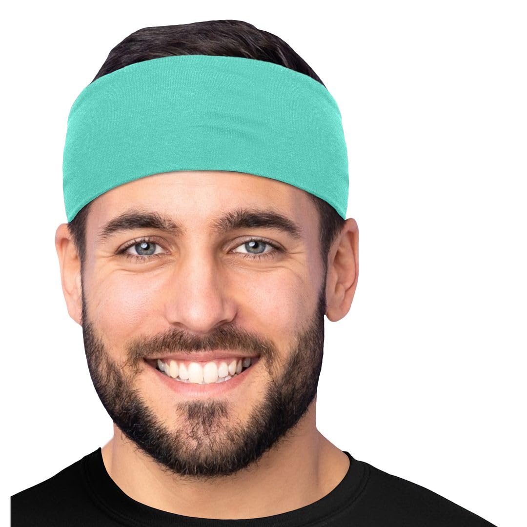 Men's Cotton Headbands Sweatbands 3" Wide Sports Fitness Yoga Fashion Made in USA