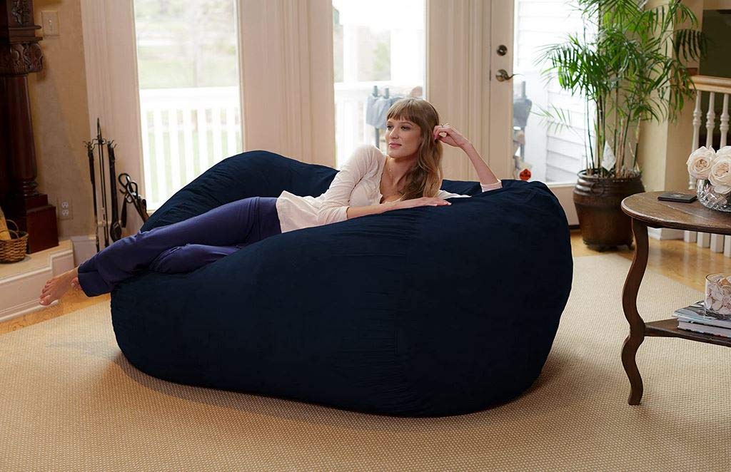 Chill Sack Bean Bag Chair: Huge 6' Memory Foam Furniture Bag and Large Lounger - Big Sofa with Soft Micro Fiber Cover - Red Furry