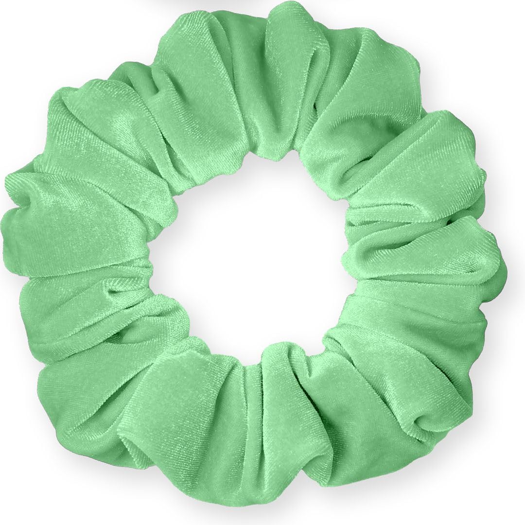 Velvet Scrunchies Jumbo Size Plush Big Ponytail Holders Thick Braided Locked Hair Big Made in the USA Green Pine