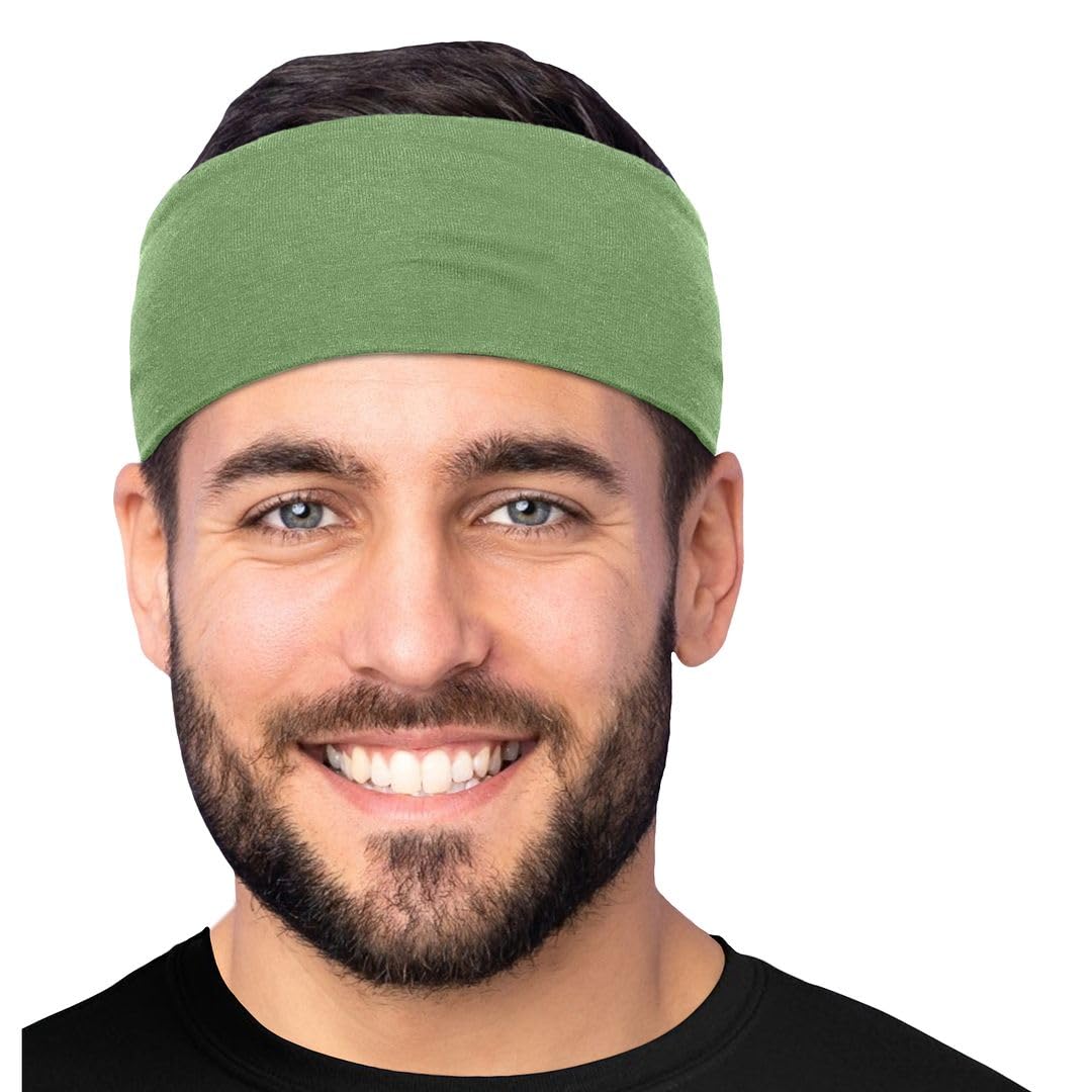 Men's Cotton Headbands Sweatbands 3" Wide Sports Fitness Yoga Fashion Made in USA