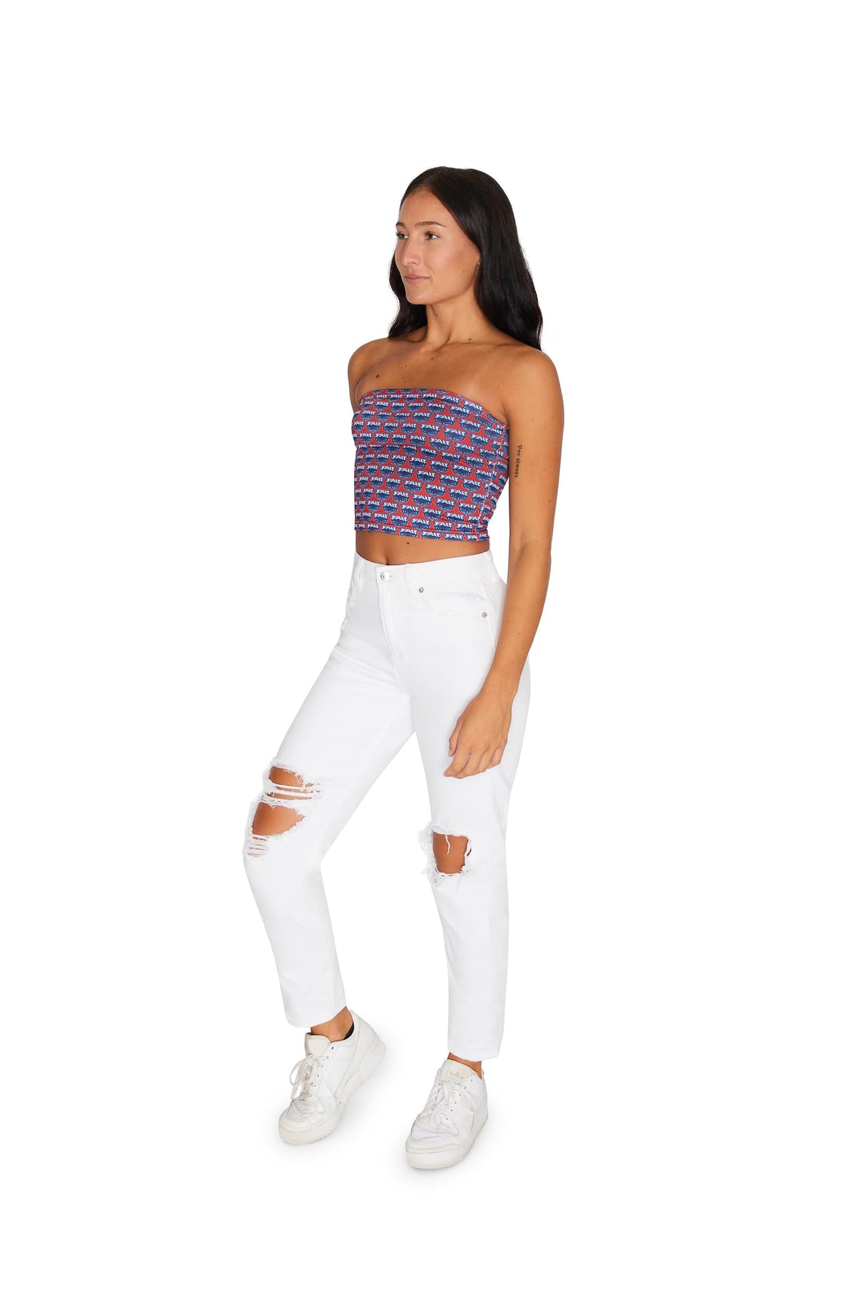Lojobands Women's Tailgate Outfit College Tube Top Logo All Over Tank Top Crop Made in USA One Size Fits Most