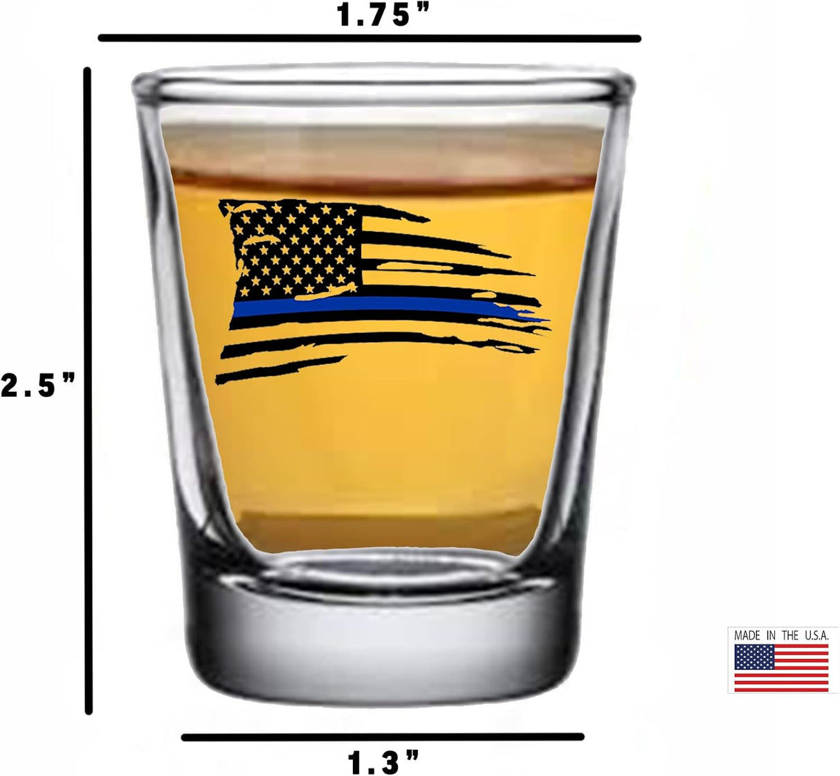 Rogue River Tactical Tattered Thin Blue Line Flag Old Fashioned Whiskey Glass And Shot Glass Bar Drinking Cup Gift Set For Police Officer Law Enforcement Bundle Combo