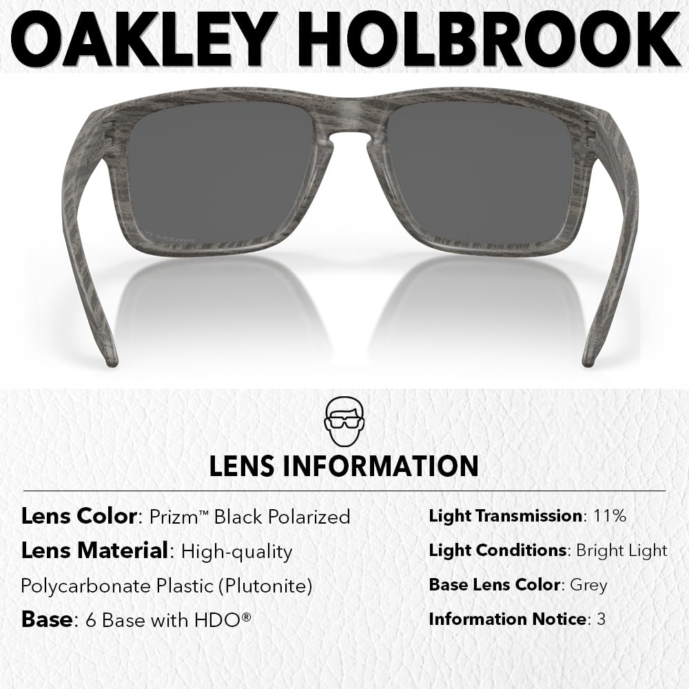 Oakley OO9102 HOLBROOK Square Sunglasses for Men - High Bridge Fit - USA Flag Cleaning Kit and Leash - PREMIUM BUNDLE