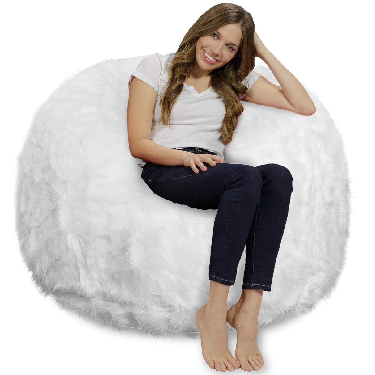 Chill Sack Bean Bag Chair: Giant 4' Memory Foam Furniture Bean Bag - Big Sofa with Soft Micro Fiber Cover - Black