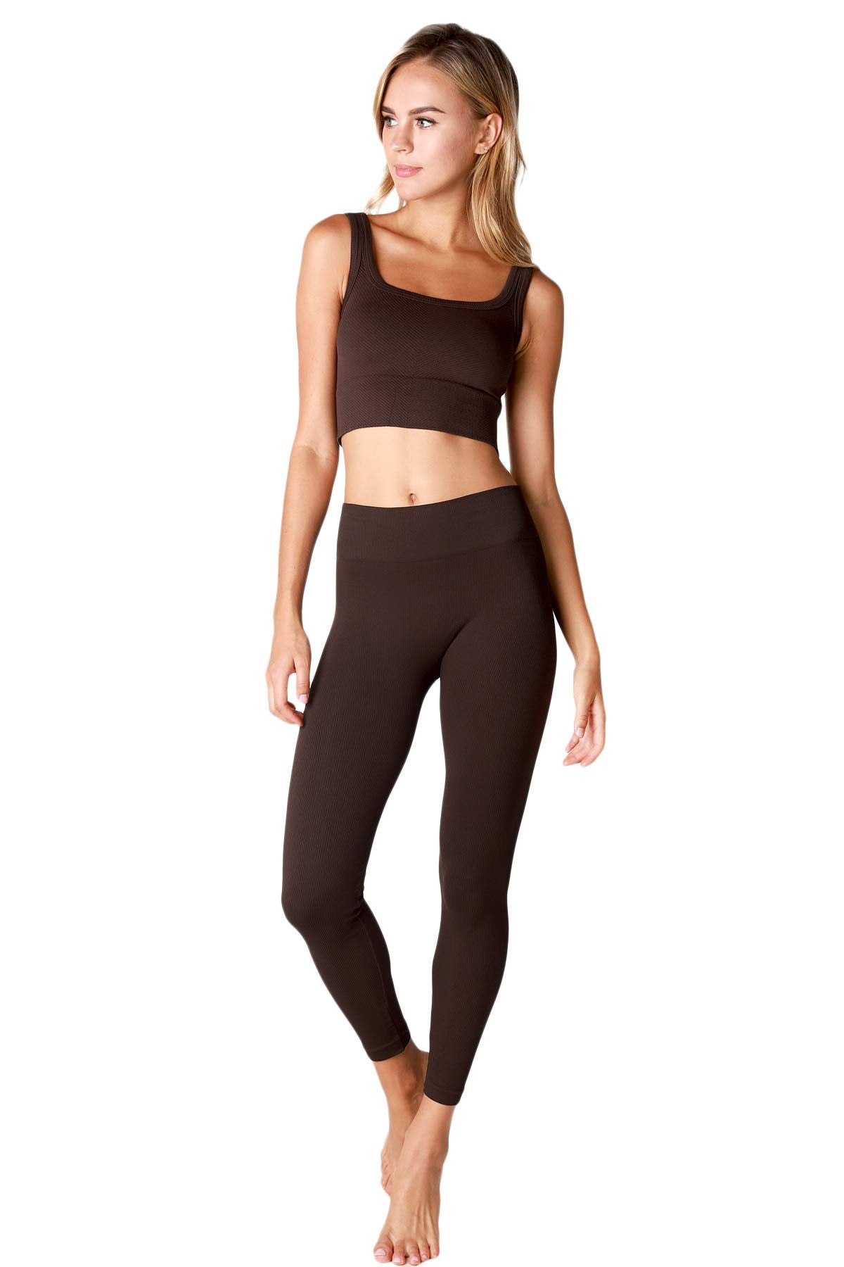 NIKIBIKI Women Seamless Chevron Ribbed Crop Top, Made in U.S.A, One Size