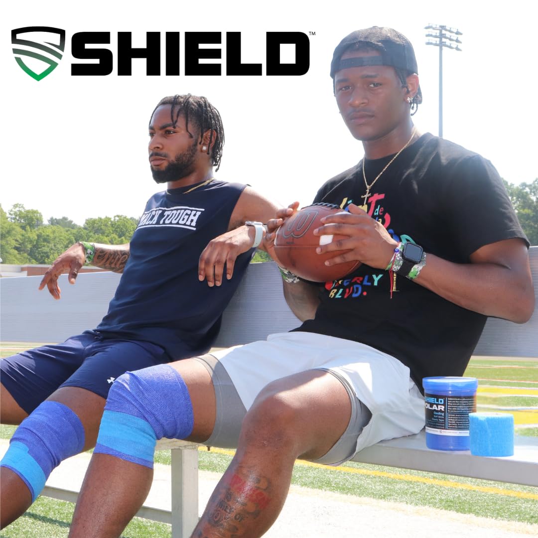 SHIELD Polar | Cooling Compress Bandage Wrap, Instant Cold Compression, Athletic Tape for Muscle Pain and Swelling, No Refrigeration Needed, Blue