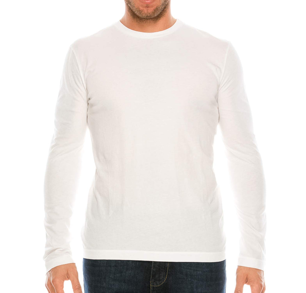 YURO-K Men's Premium Cotton Classic Long Sleeve Crew Neck T-Shirt S - XX Large