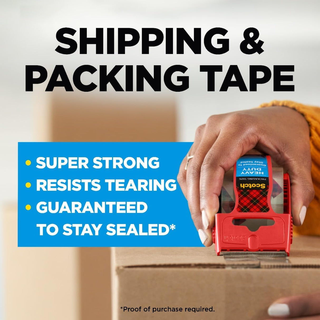 Scotch Heavy Duty Shipping Packaging Tape, 2 x 800 - Clear (3 Tapes) (1, Clear)
