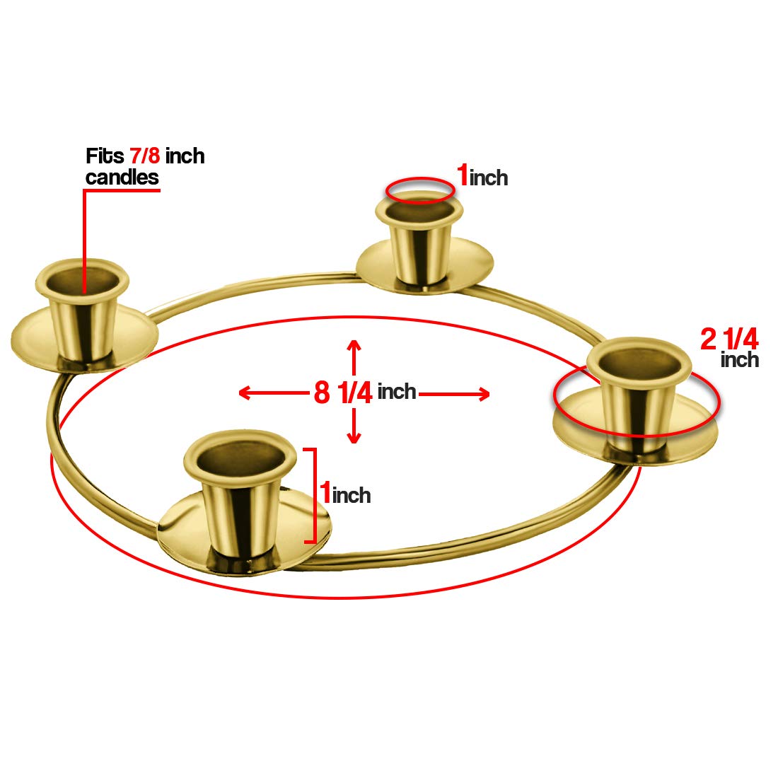 Advent Candle Holder for Advent Candles -Advent Ring for Tapper Candles - Advent Wreath Centerpiece Decorations Advent Season Décor - DIY Advent Wreath Candelabra (Gold Advent Candle Ring)