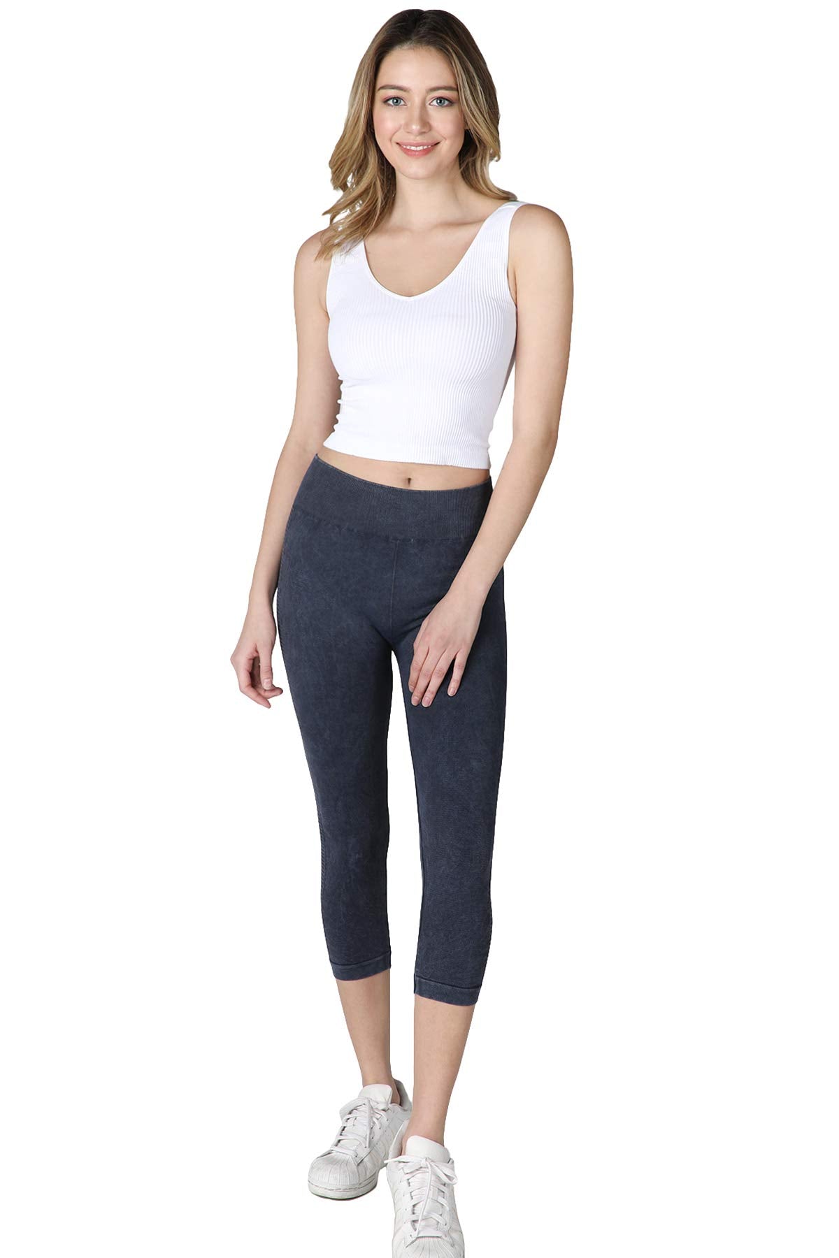 NIKIBIKI Women Seamless V-Neck Ribbed Crop Top, Made in U.S.A, One Size