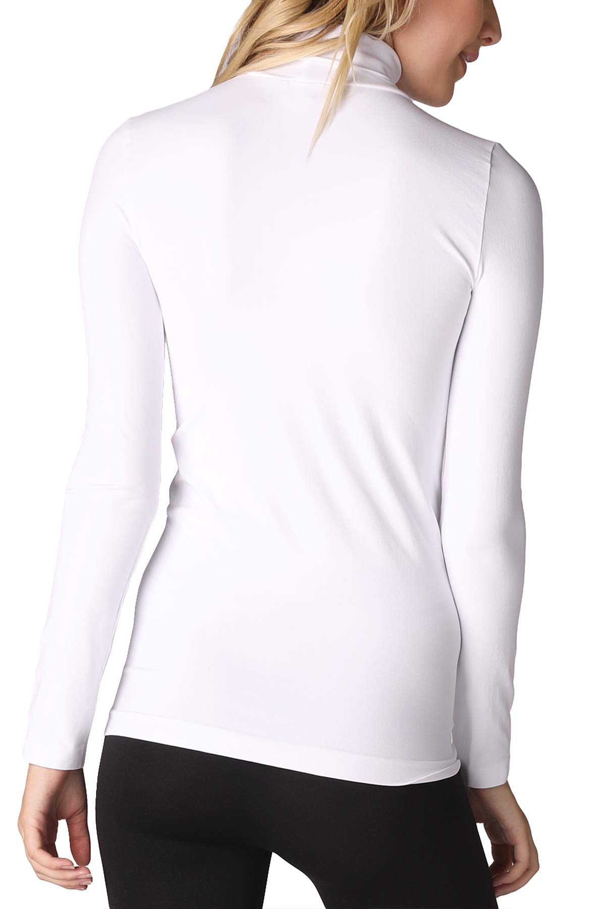 NIKIBIKI Women Seamless Long Sleeve Mock Neck Top, Made in U.S.A, One Size