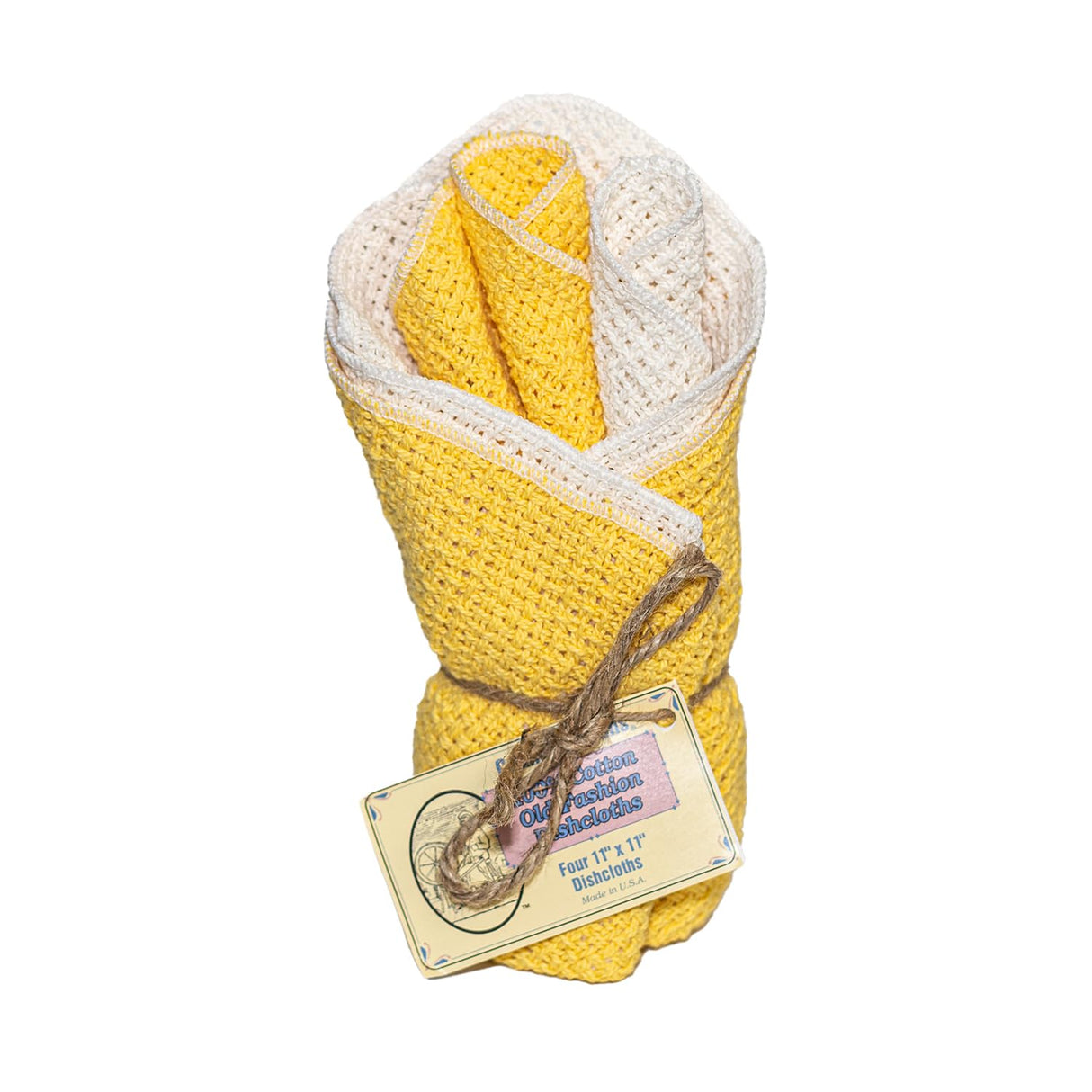 Old Fashion 100% Cotton Dishcloths - Set of 4 Mixed Colors - 4 Natural -11" x 11"