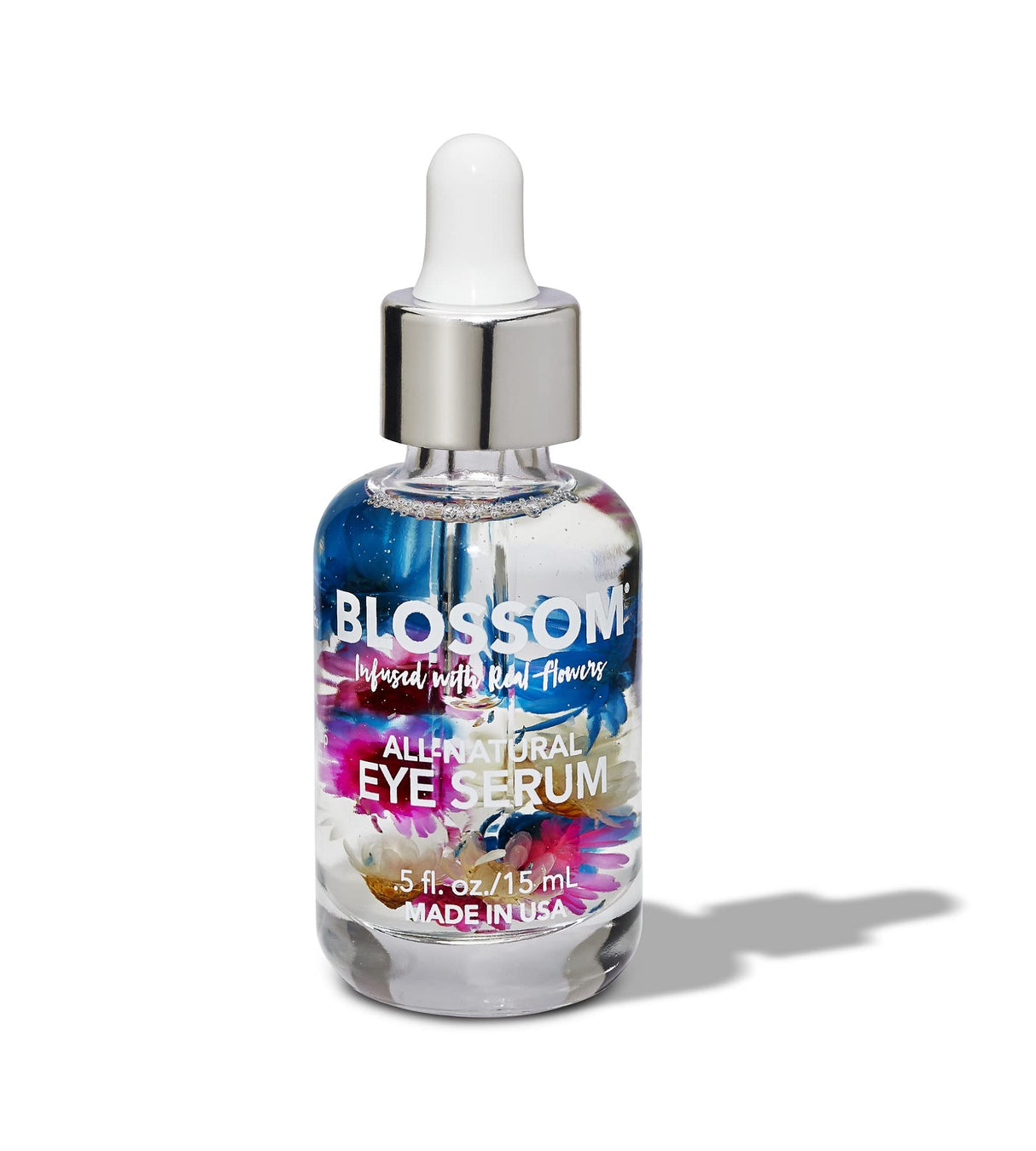 Blossom All Natural Eye Serum with Essential Oils, Organic Cruelty Free Moisturizing, Infused with Real Flowers, Made in USA, 0.5 fl. oz., Spring Bouquet