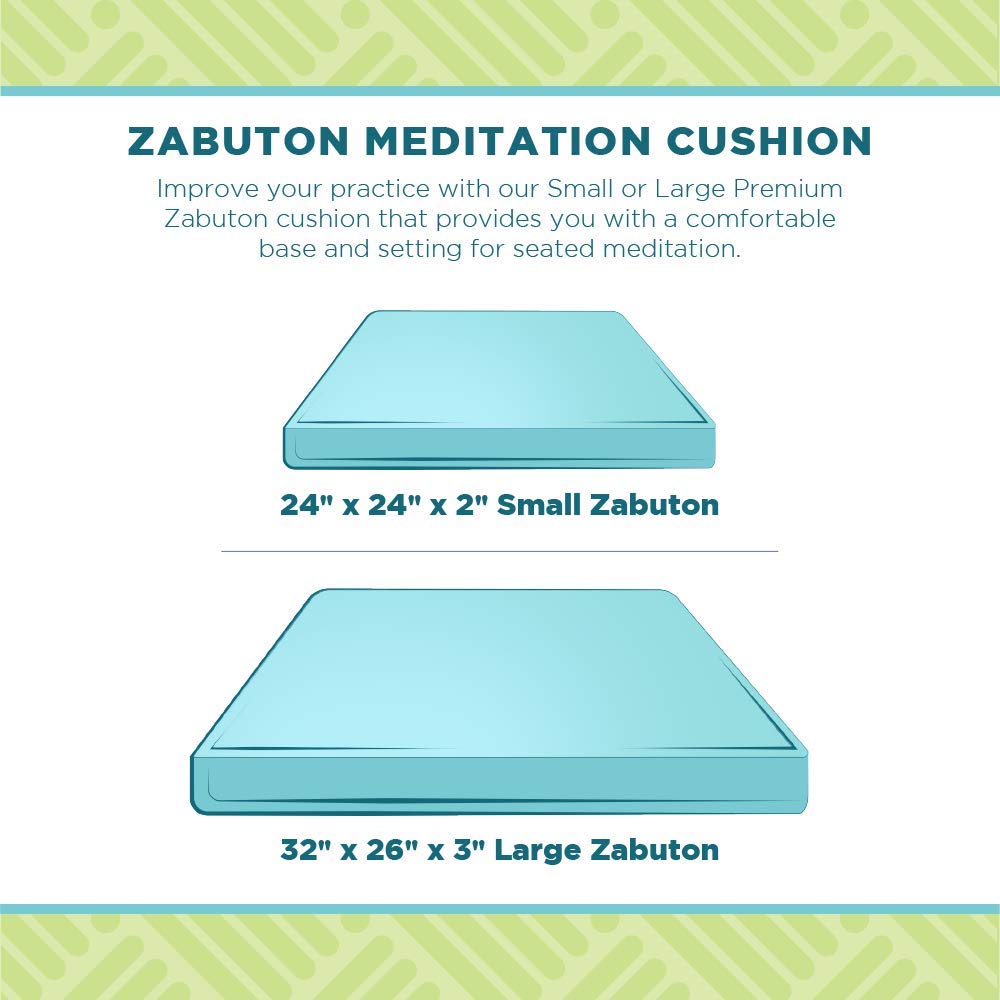 Bean's ZABUTON Meditation Cushions - Colorful Cotton Yoga Prayer Zen Kneeling Pad Base for Zafu Pillow - Medium & Large - Traditional Natural Recycled Cotton Fill - Floor Sitting Comfort - Made in USA