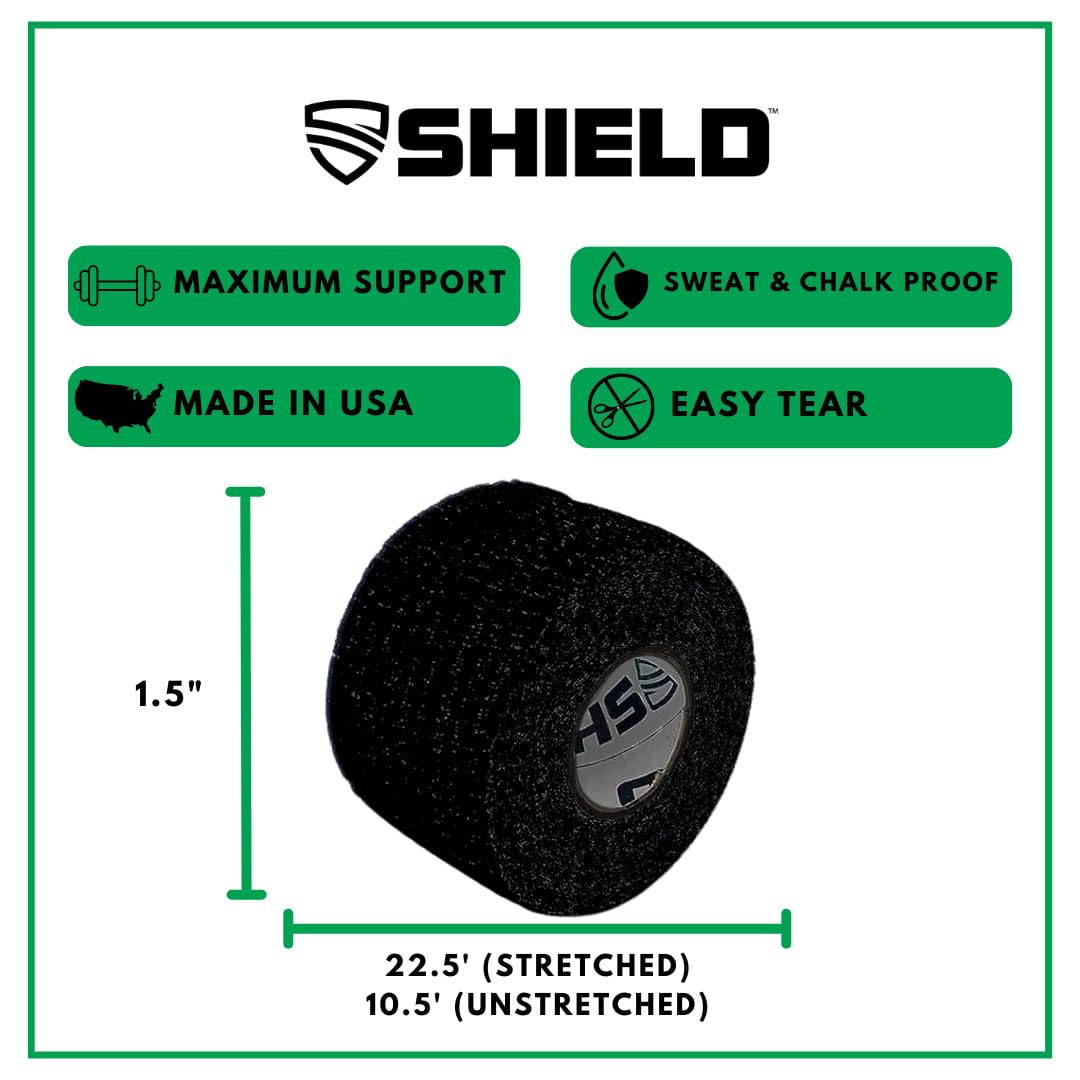 SHIELD | Weightlifting Tape - Made in USA, Hook Grip, Cross-Training, WOD Grip Tape 3-Pack– Durable, Non-Slip, Comfortable Stretchy Athletic Tape – Thumb, Wrist, Finger Protection (Pink)