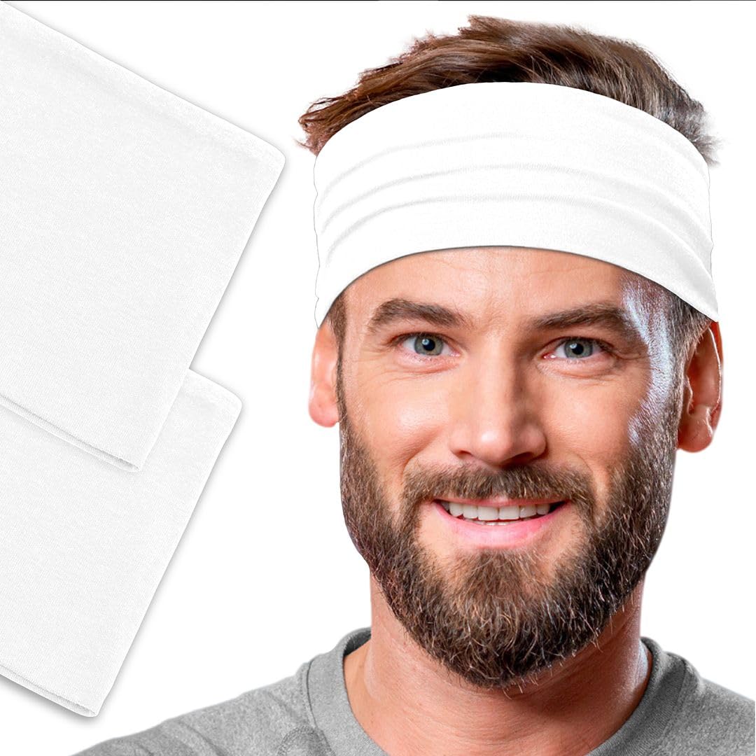 Men's Cotton Headbands Sweatbands 5" Wide Sports Fitness Yoga Fashion Made in USA