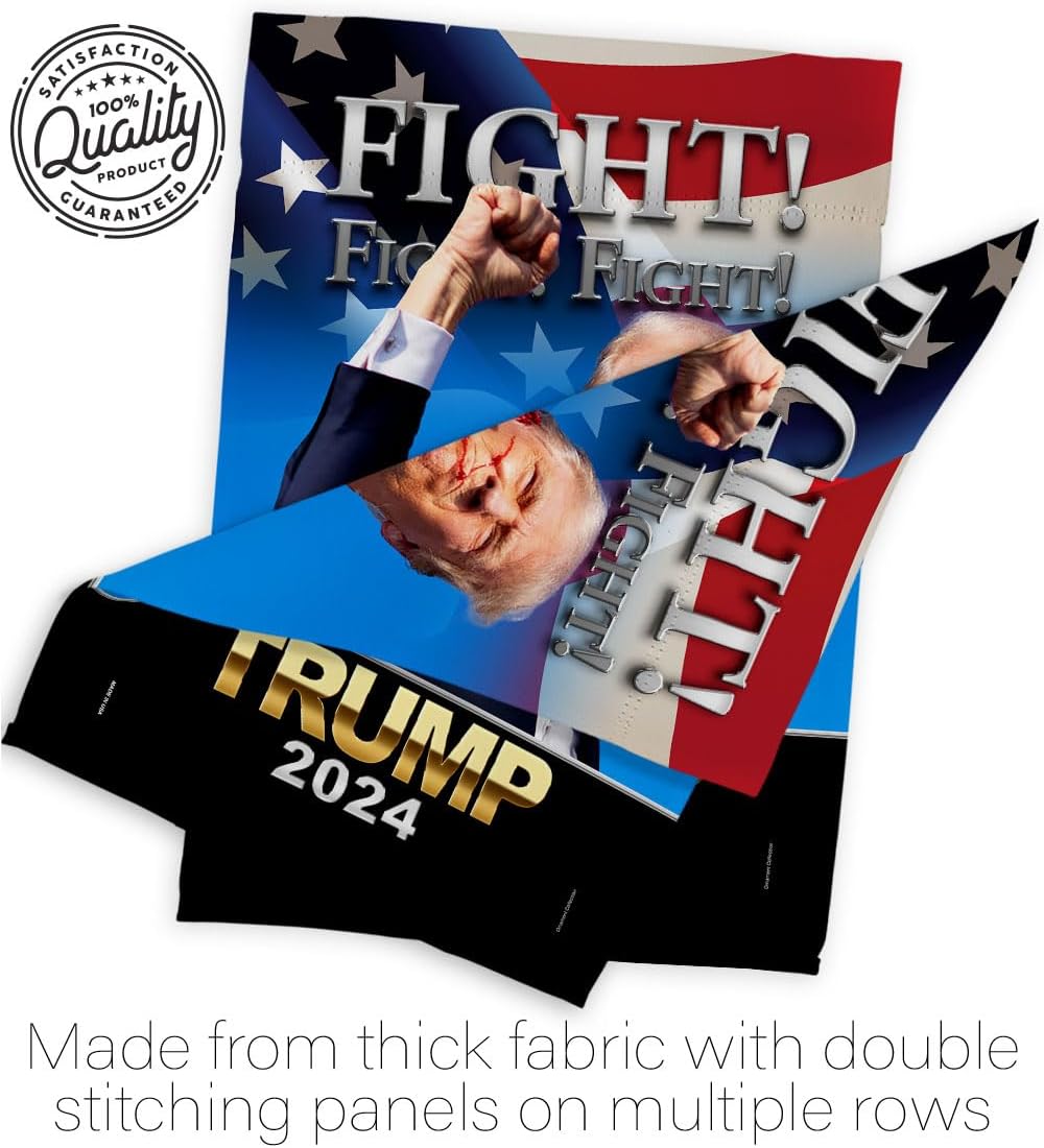 Fight for Trump Flag 2 Pcs Pack Yard Sign Wall Home Tapestry Patio Poster Rally Shooting 2024 Door Banner Porch Outdoor House Patriotic Decorations, Republican Gifts Made in USA