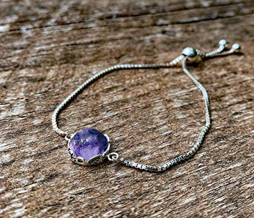 Bottled Up Designs Handmade Vintage Botanical Series Adjustable Slider Bracelet, Recycled Glass, Sterling Silver, Eco Friendly, Made in USA, Birthday Gifts, Mothers Day, Women (Mason Jar (Aqua))