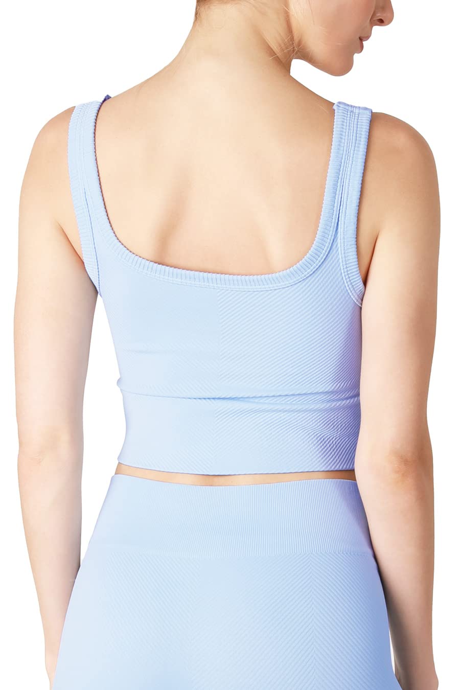 NIKIBIKI Women Seamless Chevron Ribbed Crop Top, Made in U.S.A, One Size