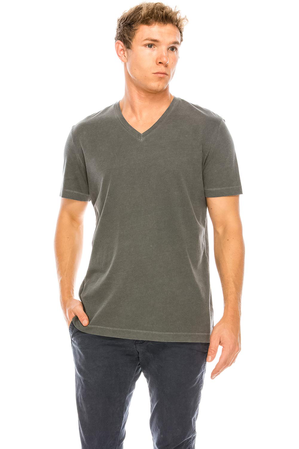 YURO-K Men's Short Sleeve V-Neck T-Shirt Premium Cotton Classic Short Sleeve V-Neck T-Shirt
