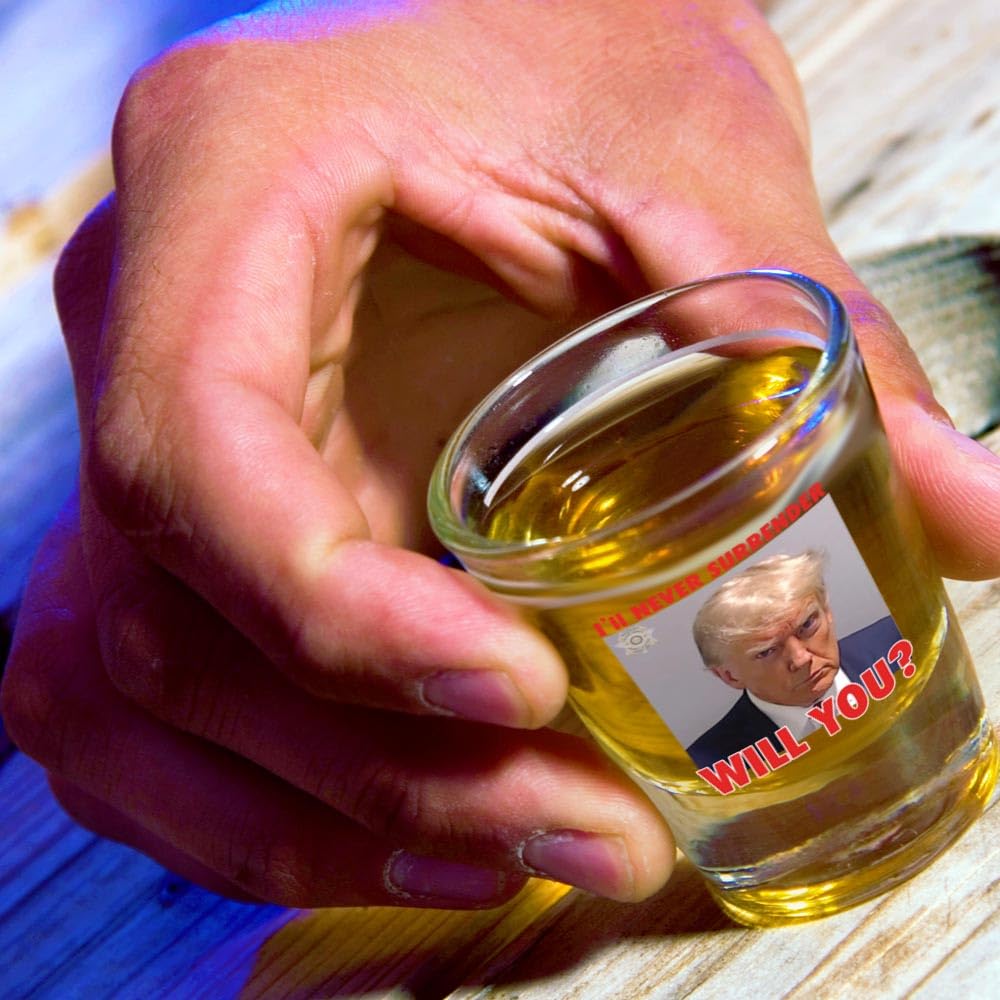 Trump Mugshot Shot Glass | Trump Lovers Gift | Gift for Him - Set of 4 (2 oz)