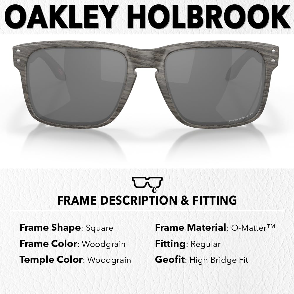 Oakley OO9102 HOLBROOK Square Sunglasses for Men - High Bridge Fit - USA Flag Cleaning Kit and Leash - PREMIUM BUNDLE