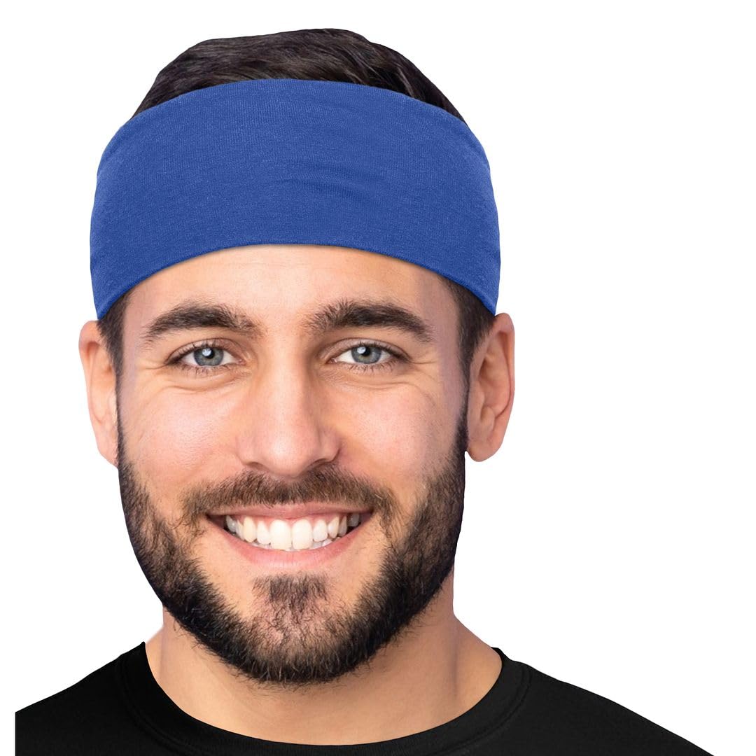 Men's Cotton Headbands Sweatbands 3" Wide Sports Fitness Yoga Fashion Made in USA