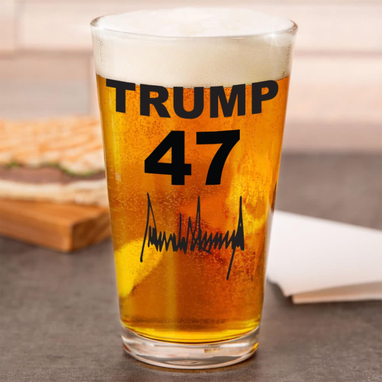 Trump 47 President Donald Trump Commemorative 16 oz Beer Pint Shaker Highball Glass - Made in The USA & Dishwasher Safe, MAGA Gift for Dad, Husband, or Trump Girl (PINNT)