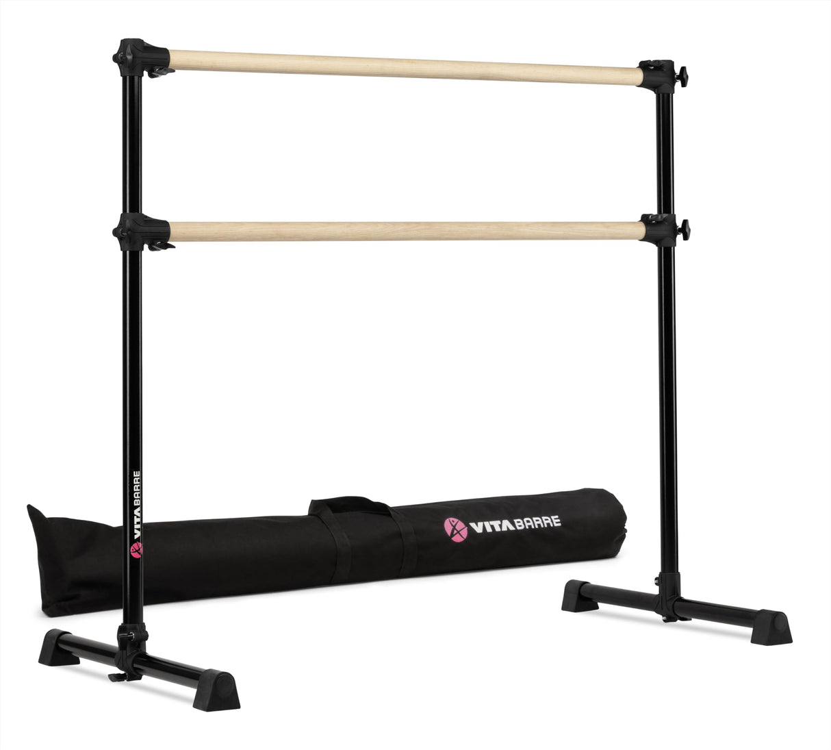 VITA Barre Portable Freestanding Double Ballet Barre, Prodigy, with Carry Bag | Adjustable Height, USA Made, Home or Gym Exercise Equipment for Kids & Adults | Dance, Fitness, Pilates
