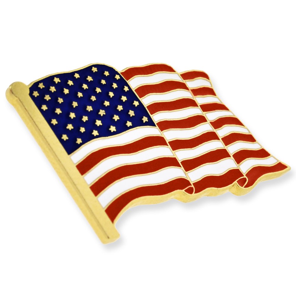 PinMart's 2 Pack Made in the USA American Flag Enamel Lapel Pins