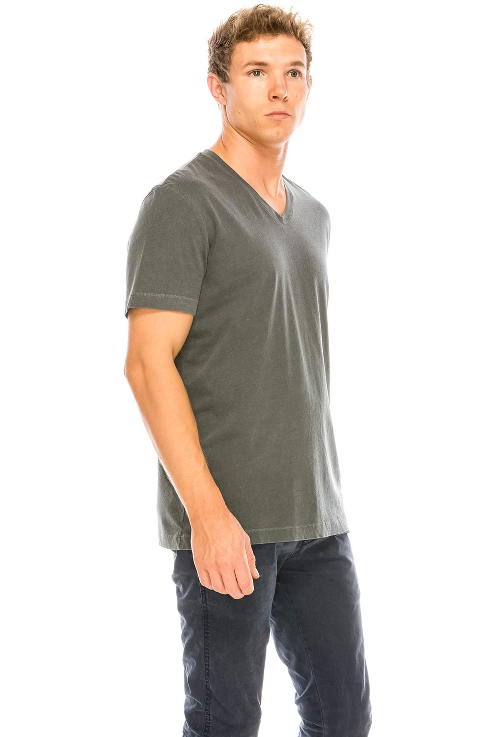 YURO-K Men's Short Sleeve V-Neck T-Shirt Premium Cotton Classic Short Sleeve V-Neck T-Shirt