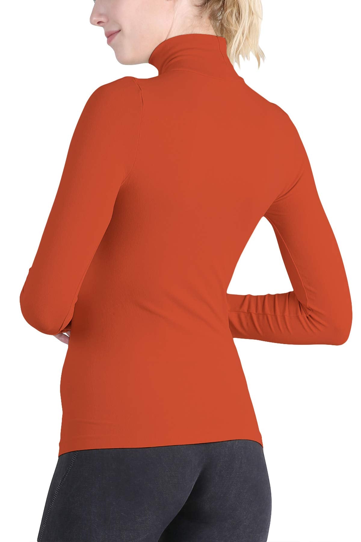 NIKIBIKI Women Seamless Long Sleeve Mock Neck Top, Made in U.S.A, One Size