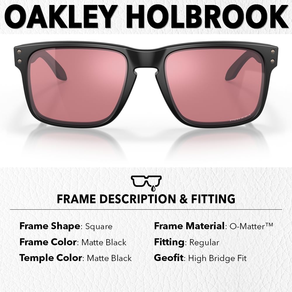 Oakley OO9102 HOLBROOK Square Sunglasses for Men - High Bridge Fit - USA Flag Cleaning Kit and Leash - PREMIUM BUNDLE
