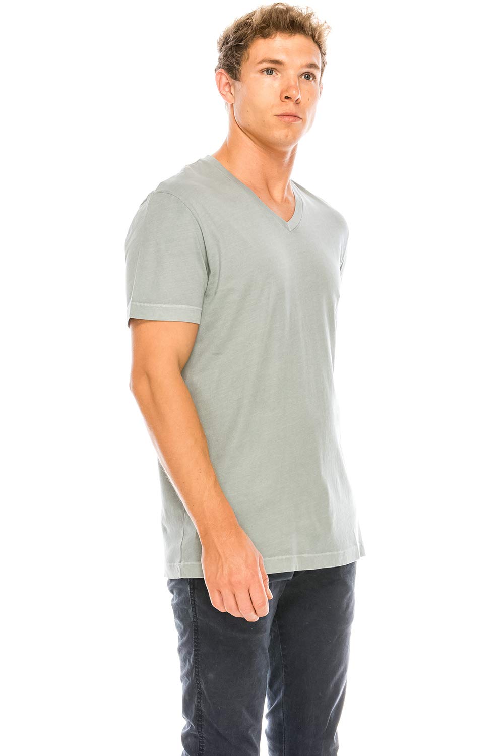 YURO-K Men's Short Sleeve V-Neck T-Shirt Premium Cotton Classic Short Sleeve V-Neck T-Shirt