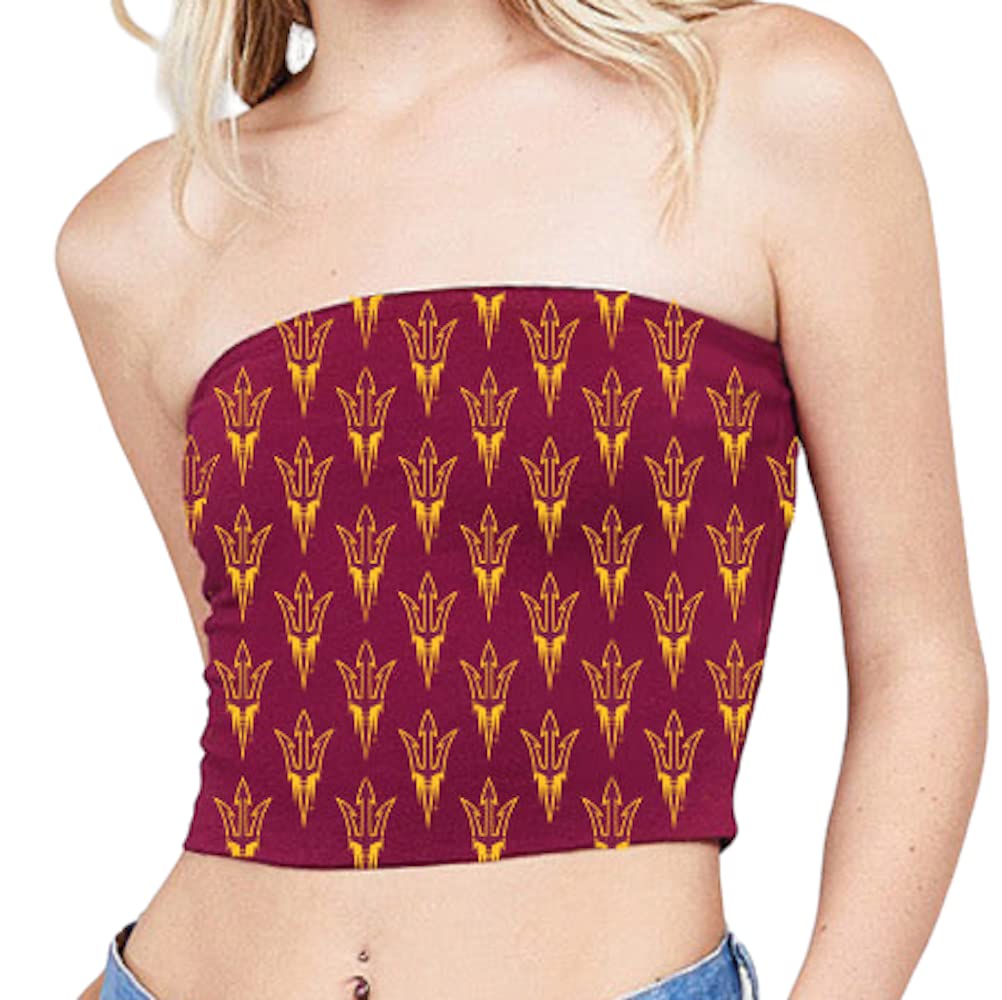 Lojobands Women's Tailgate Outfit College Tube Top Logo All Over Tank Top Crop Made in USA One Size Fits Most