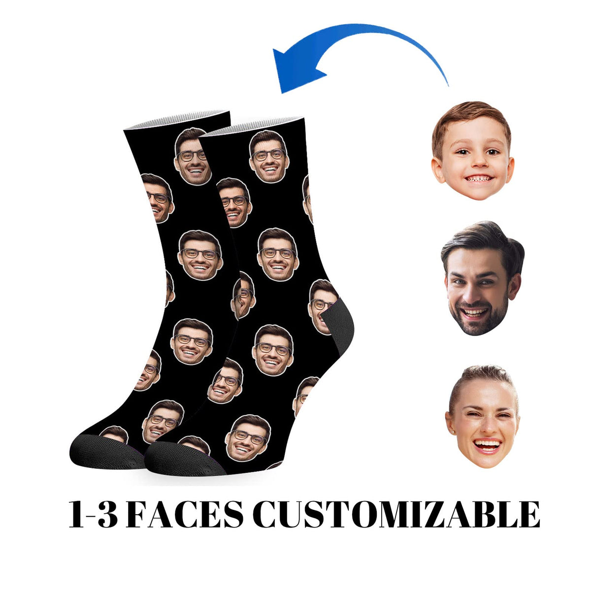 Custom Socks with Picture:Made in USA,Customized Face Socks,Personalized Socks Memorial Gift for Men Women Kid