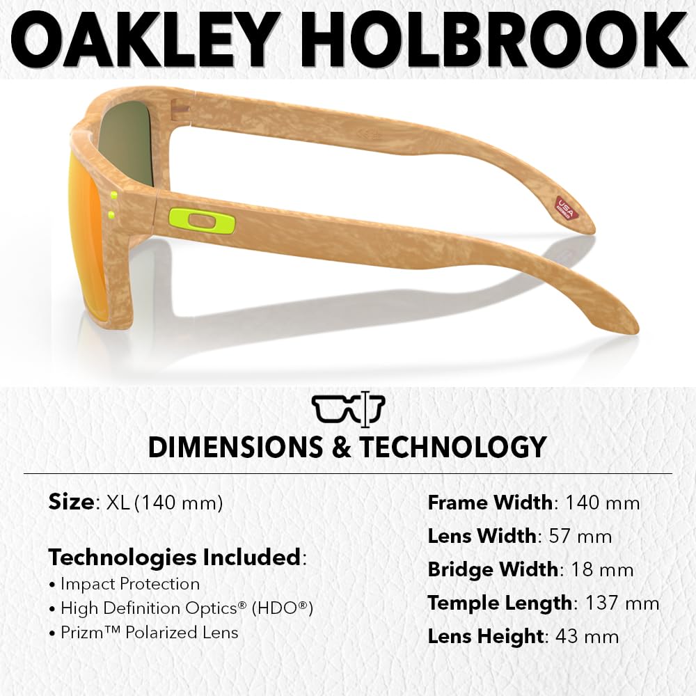 Oakley OO9102 HOLBROOK Square Sunglasses for Men - High Bridge Fit - USA Flag Cleaning Kit and Leash - PREMIUM BUNDLE