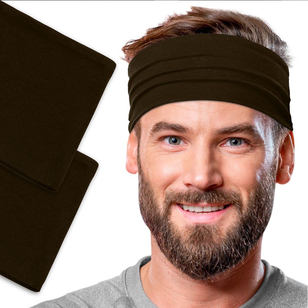 Men's Cotton Headbands Sweatbands 5" Wide Sports Fitness Yoga Fashion Made in USA