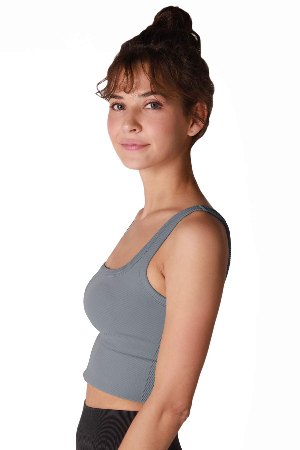 NIKIBIKI Women Seamless Chevron Ribbed Crop Top, Made in U.S.A, One Size