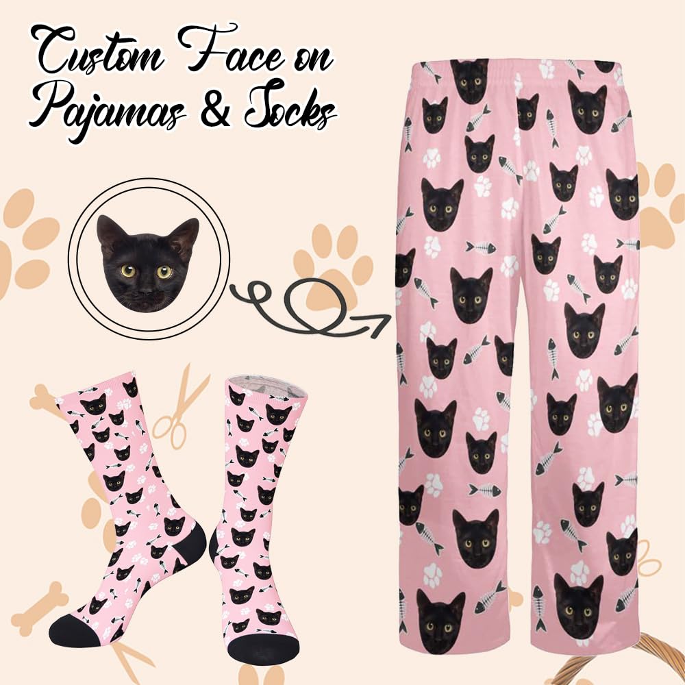 Custom Pajamas Pants with Photo for Men Women:Made in USA Personalized Pajama Trousers,Gifts for Wife Husband