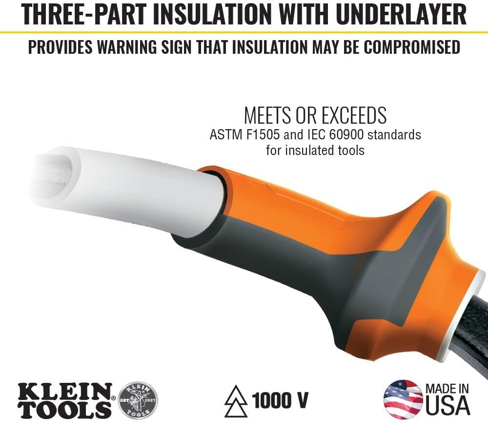 Klein Tools 94130 1000V Insulated Screwdriver Tool Set with #2 Phillips and 1/4-Inch Cabinet Slim Tips, 2 Insulated Pliers and Wire Stripper