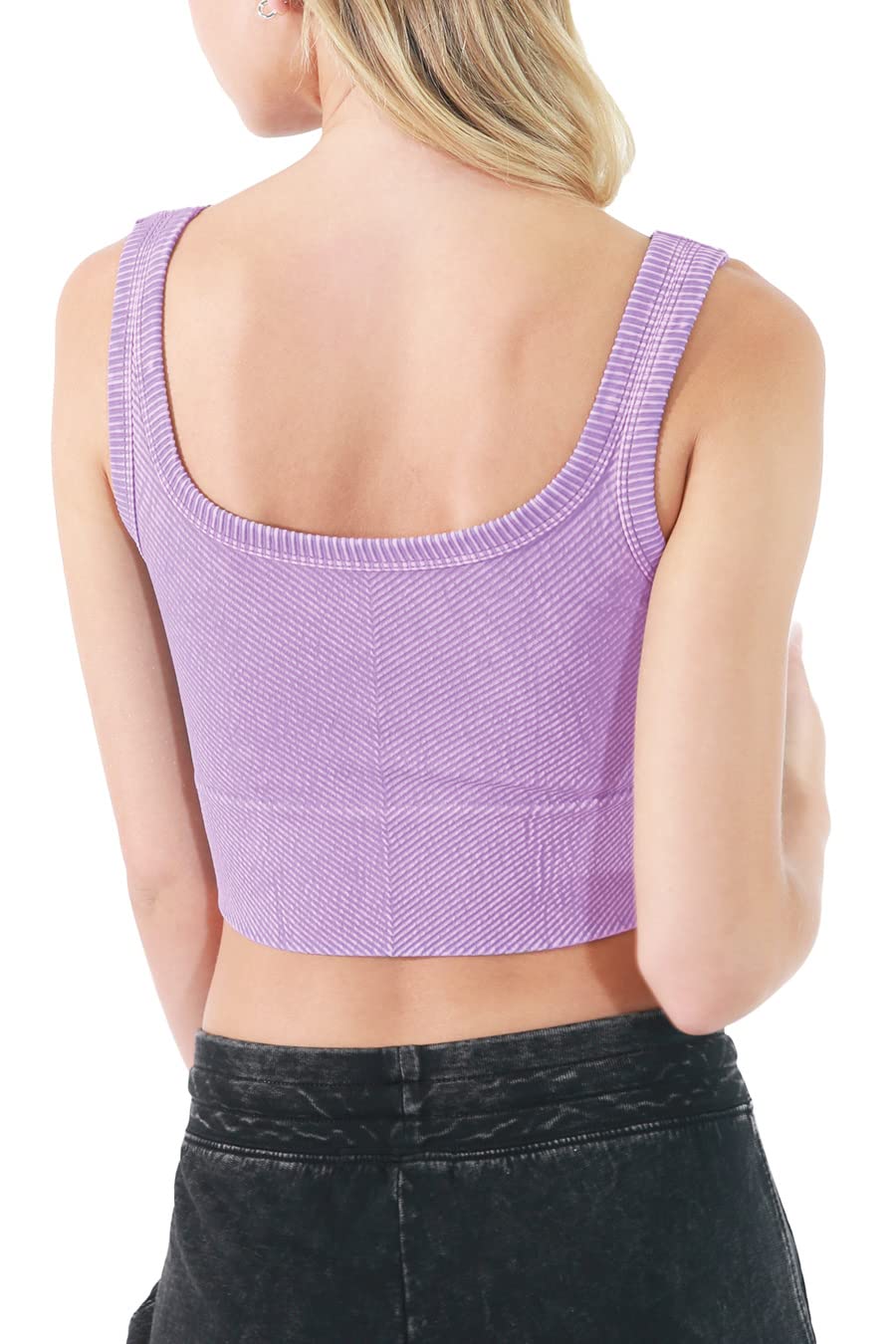 NIKIBIKI Women Seamless Vintage Chevron Ribbed Crop Top, Made in U.S.A, One Size