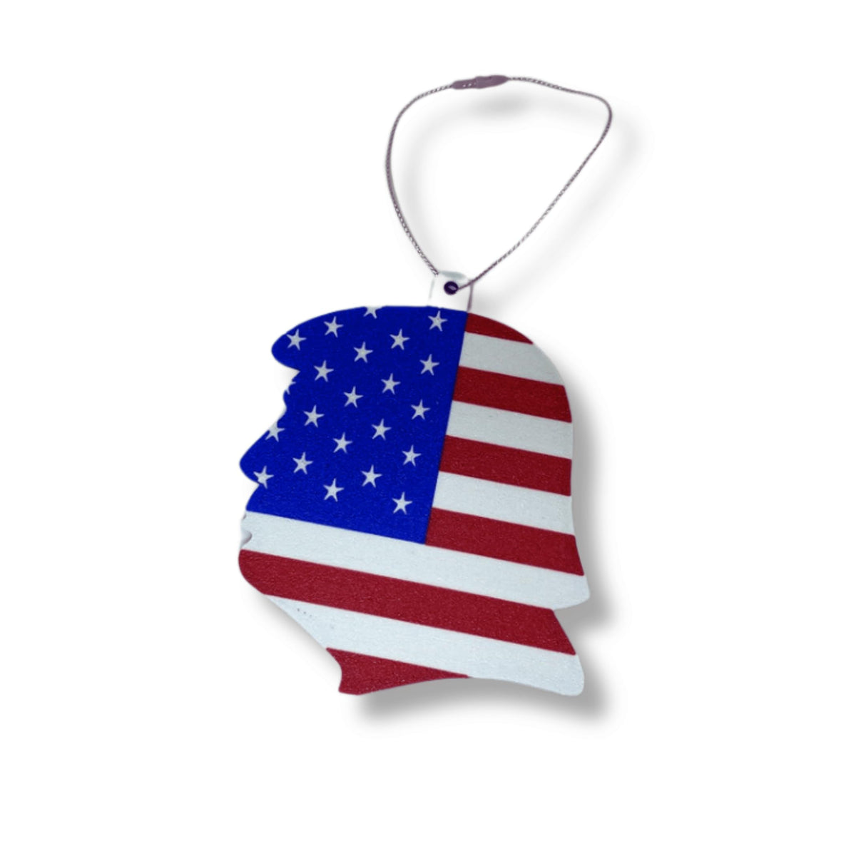 American Flag Trump Head Silhouette Christmas Ornament | Donald Trump Patriotic Holiday Ornament | Made in USA (Trump)