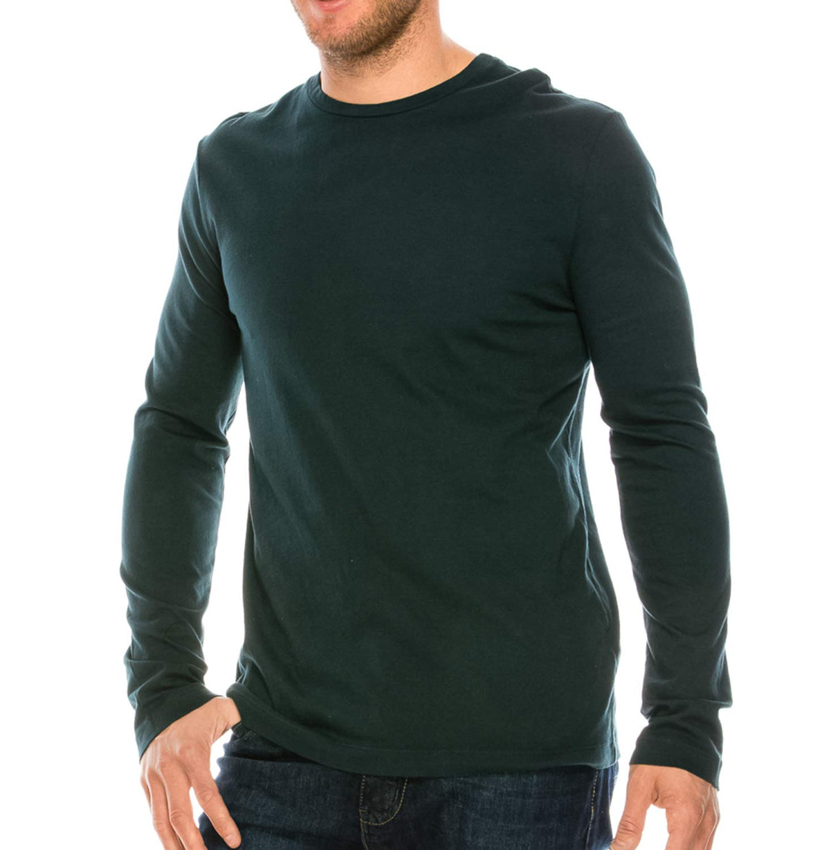 YURO-K Men's Premium Cotton Classic Long Sleeve Crew Neck T-Shirt S - XX Large