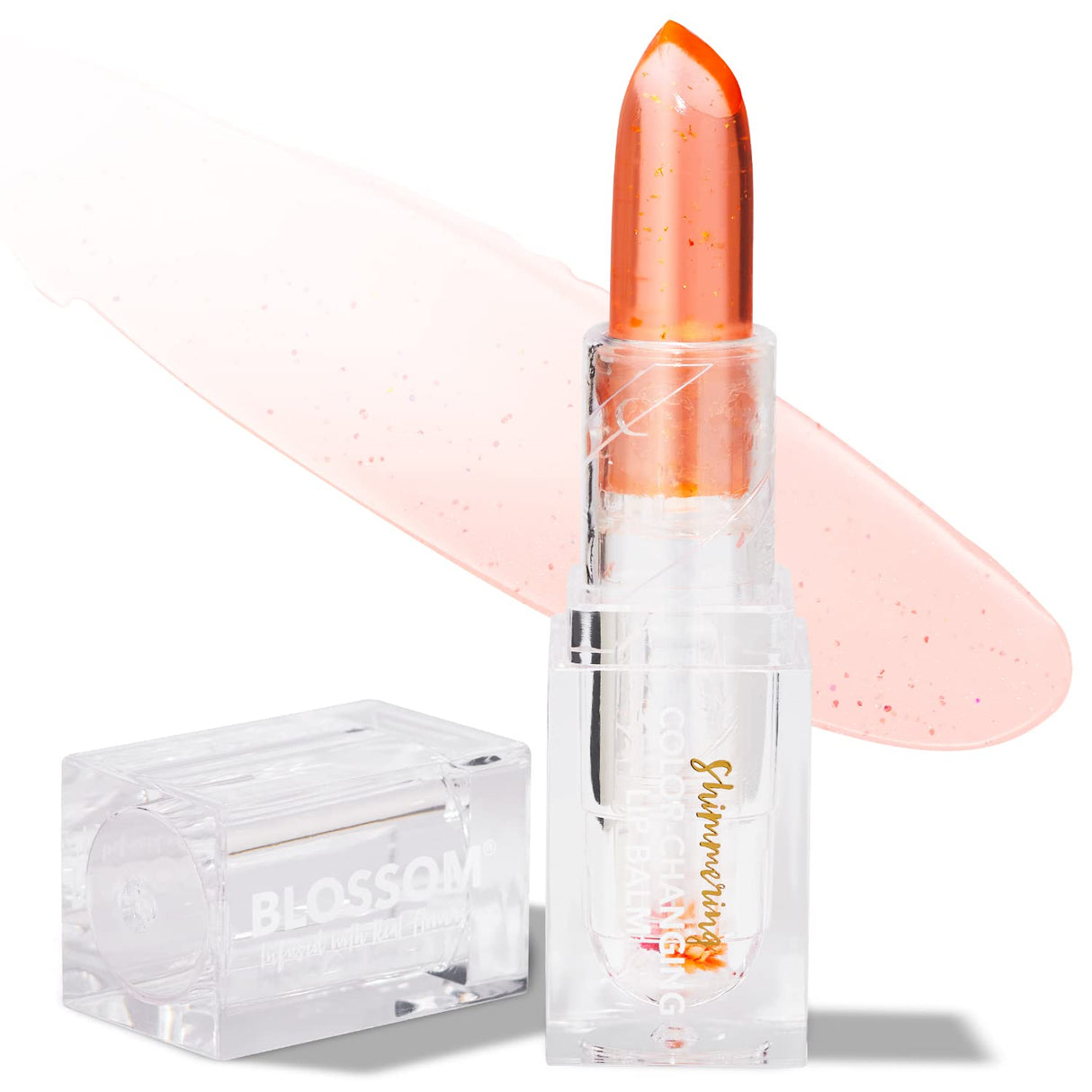 Blossom Moisturizing pH Color Changing Shimmering Lip Balm Sparkle Lip Stain Tint, Infused with Real Flowers, 3g, Electric Pink